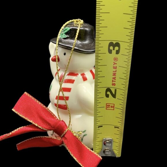 Vintage Spode Christmas Waving Snowman Ornament Porcelain Collectible Holiday - Picture 8 of 8